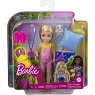 Barbie Chelsea Series, Chelsea Camping Doll with Blonde Hair, Pet Owl, Sleeping Bag