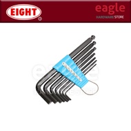 Eight 016-2 7 Pcs 3/32" - 3/8" Black Ball Point Long Hex Key Wrench