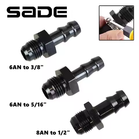 8AN Flare to 1/2" Hose Barb Adapter Fittings, Aluminum Fuel Line Male 6AN Flare to 3/8" or to 5/16" 