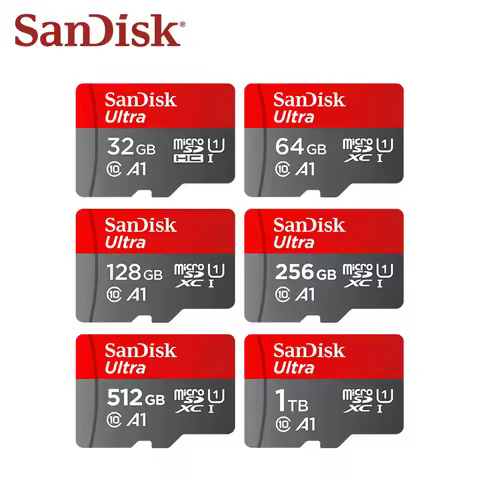 Original SanDisk Micro SD Card C10 32GB 64GB 128GB 256GB 512GB Up to 150MB/s Microsd Memory Card 1TB