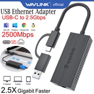 WAVLINK USB-C และ USB-A เป็นอะแดปเตอร์อีเทอร์เน็ต Gigabit 2.5G แบบพกพา2-In-1แบบ USB ชนิด3.2-A/type-C