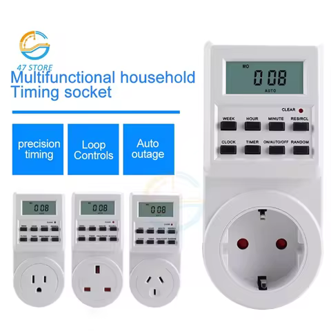 US AU UK EU Plug Digital Weekly Programmable Electrical Wall Plug-in Power Socket Timer Switch Outle