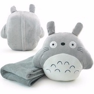 Totoro 3 In 1 Cute Big Cartoon Pillow Totoro Pillow with Blanket and Hand Warmer Cartoon Travel Blan