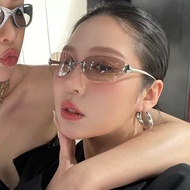 Fashion rimless star sunglasses High-end oval sunglasses Women's sunglasses UV blocking sunglasses