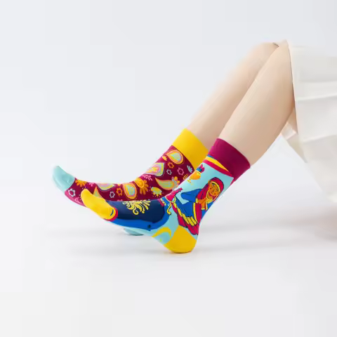 【1 Pair】 Colorful Candy Hamburger Rabbit Possum Tomato Print Playful Stylish Comfortable Unique Unis
