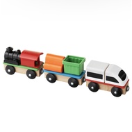 LILLABO Train Set With 3-50-Piece Tracks Wooden Toys Developmental