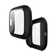 全城熱賣 - 適用於 Fitbit Versa 2 噴油磨砂PC殼+鋼化玻璃膜（黑色）