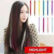 Clip On 55Cm Hair Clip Warna-Warni Highlight Rambut Palsu Klip - Putih