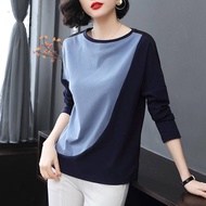 Ready Stock Plus Size Women Shirt Loose Long Sleeve T-shirt Korean Style Ladies Blouse Baju Perempuan Lengan Panjang