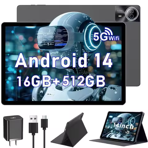 New 14 Inch Big Screen 1920x1200 IPS Android 14 Tablet PC 16+512GB Storage 20MP+13MP 12000mAh Blueto