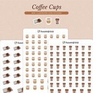 Mini Illustrated icon stickers – coffee cups