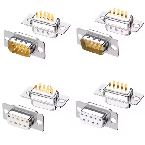 10PCS DB9 D-Sub Connectors Plug Jack Socket Adapter RS232 9 Pin Male Female Mount Serial Port DP9 So