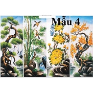 [Model 4] 3D wall painting Four Quarters Tung Cuc Truc Mai size A0,A1,A2