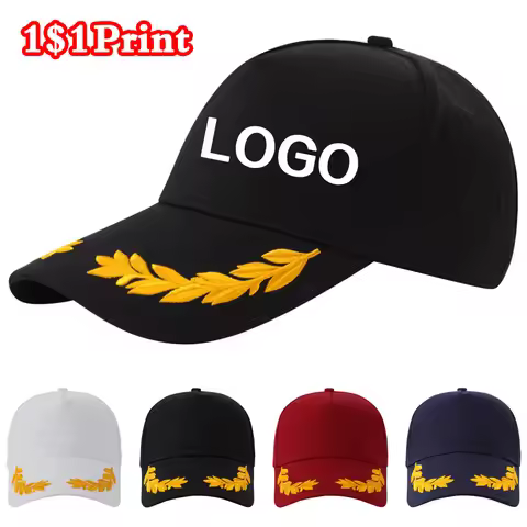 Customized Logo Printed Men's Baseball Cap Casual Cap Wheat Ear Men's Solid Color Snap Cap Sports Ca