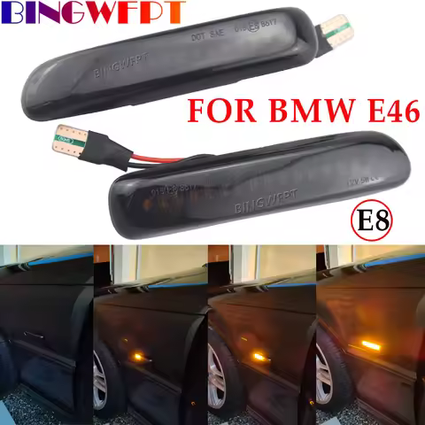 2pcs LED Dynamic Side Marker Turn Signal Flashing Light For BMW E46 3er Limo Coupe Compact Cabriolet