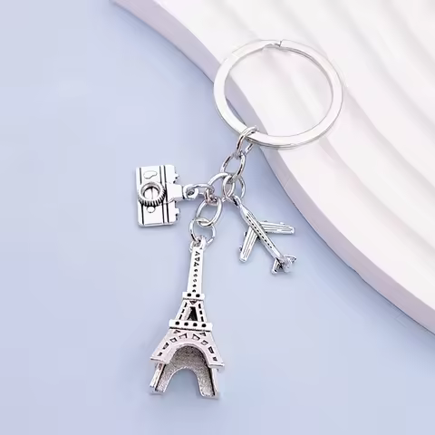 Lovely Mini Paris Eiffel Tower Keychain Aircraft Camera Bag Pendant Keyring Jewelry Gifts Travel Sou