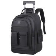 2 wheels Trolley Laptop Backpack Luggage Student Bag