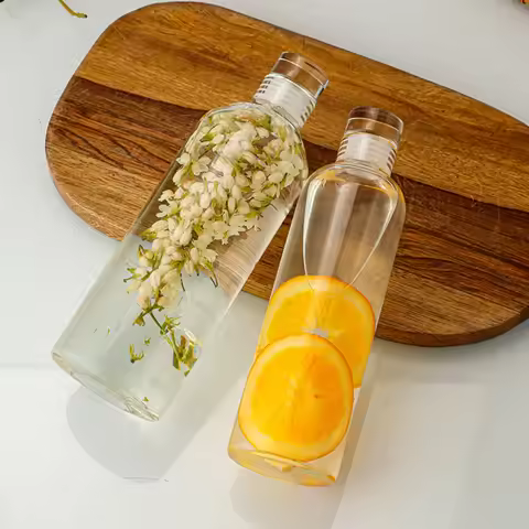 300ml/500/750ml/1000ml/Glass Water Bottle with Leak Proof Lid Reusable Eco Friendly Drinking Bottle