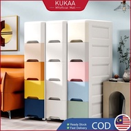 Kukaa 5 Tier Plastic Drawer Storage Cabinet With Wheesls  Almari Rak Baju Bertutup Tudung Rack 夹缝储物柜