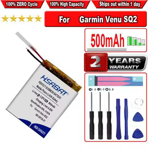 HSABAT 500mAh 361-00136-20 361-00136-21 Battery for Garmin Venu SQ2