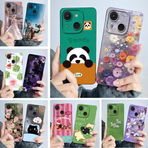 Case For Itel A50c Itel A06 Cute Panda Sweet Girls Cats Liquid Silicone Soft Back Cover For Itel A66