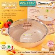 Mayba - German Greblon 32cm WOK PAN Brownie Granite GOHAPPY TECHNO DIE CAST NON-STICK
