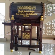 Bedug Masjid Ukir Nama Kaligrafi kayu Jati ukuran 100x150cm