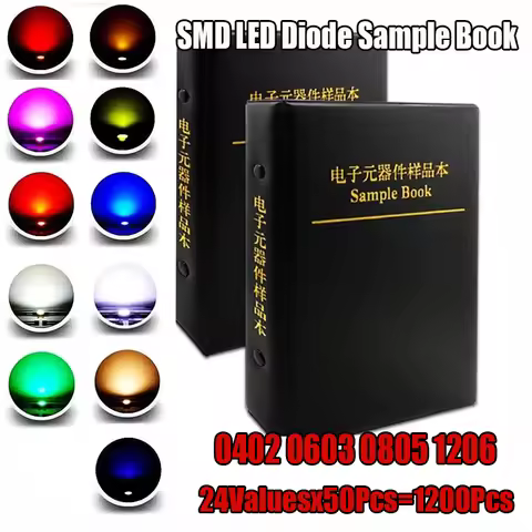 0402 0603 0805 1206 SMD LED Diode Sample Book Red/Green/Blue/White/Yellow/Orange