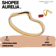 (13-21cm)GT212 Nada Wave Gelang Rantai Tangan Titanium Bangle Perempun Gift Wedding Jewellery Gold S