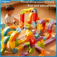 Lingoer| 51/81/123 Pcs Magnetic Track Train Toy Set for Kids – Diy Rail Building Kit Gravity-defying