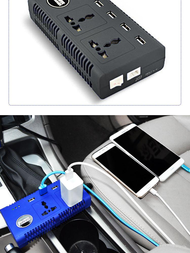 EXCEEDBYTECH  Power Inverter แปลงไฟรถเป็นไฟบ้าน เครื่องอินเวอร์เตอร์ แปลงไฟ (12V DC to 220V AC 200W + 5V 4 Port USB) สีดำ