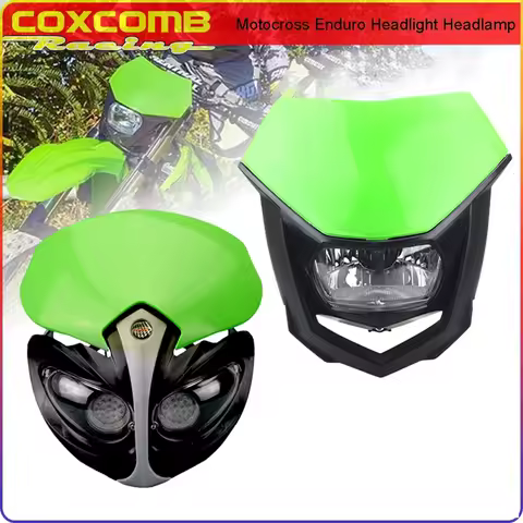 Green Off Road Racing Enduro Headlight Dirt Bike KLX KXF KX-F Headlamp For Kawasaki KX250F KX250L KX