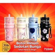 316 Stainless Steel Tumbler Mug 710ml Straw Drinking Glass/ Aesthetics Flowers Tumbler/
