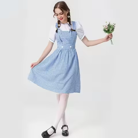 NewHalloween Wizard of Oz Dorothy Alice Princess Maid Party Stage Performance Dress Cosplay Costume 