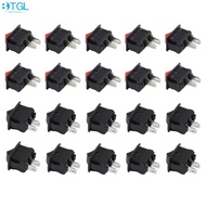 20PCS Rocker Switch 2 Pin ON-OFF SPST 125VAC/6A 250VAC/3A Black Red Boat