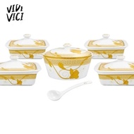 Vicenza S89 lily Prasmanan Ivana, wadah saji porselain untuk hidangkan nasi sayur lauk, dengan handl