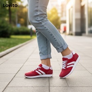 Lovito Stylish Red Forrest Gump Sneakers Lightweight Running Shoes for Women LFA76329