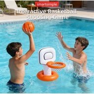 SMARTSIMPLE Inflatable Pool Basketball Hoop Thick PVC Water Game Toy for Kids Floating Basketball Se