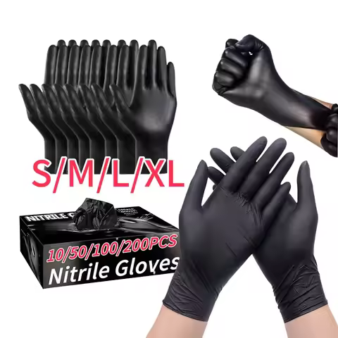 Black Disposable Nitrile Gloves Disposable Food Working Latex Glove Waterproof Gloves for Cleaning T