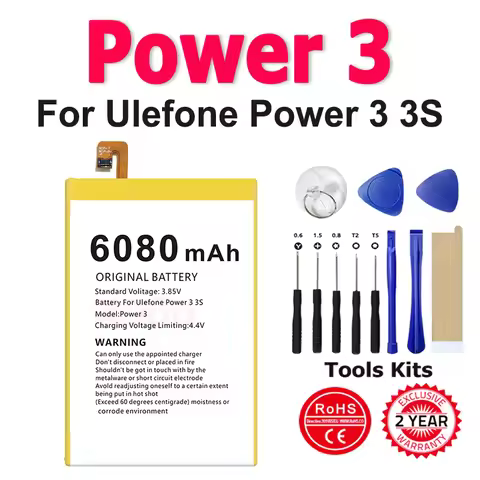 Replacement Battery 6080mAh For Ulefone Power 3 3S Power3 Power3S Mobile Phone Li-ion Bateries+ Free