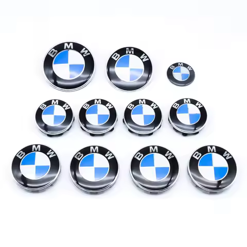 7Pcs Blue White Emblem Set 82mm 74mm For BMW E46 E90 F10 Hood Trunk Badge 68mm 56mm F30 G20 X5 Wheel