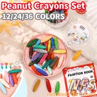 NFS 12/24/36 Colors Kids Peanut Crayons Set Non-Toxic Washable Crayon Multicolor Toddler For Drawing