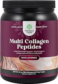 Multi Collagen Protein Powder for Women and Men - Keto Hydrolyzed Collagen Peptides 45 Servings Hair Skin and Nails Vitamins - Unflavored Bovine Collagen Type 1 and 3 for Bone and Joint Support