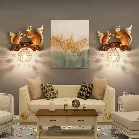 86LIGHT Modern Squirrel Resin Wall Lights LED Creative Crystal Indoor Sconce Lamp For Home Living Ro