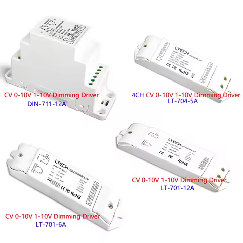 LTECH CV 0-10V 1-10V Dimmer Driver LT-701-6A/12A LT-704-5A DIN-711-12A Input DC12V 24V Control Singl
