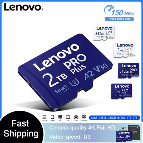 Lenovo 2TB Memory SD Card 1TB 512GB 128GB A2 U3 Micro TF SD Card 256GB High Speed MLC TF Card For Ni
