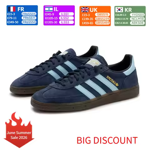 adidas Originals HANDBALL SPEZIAL Comfortable, Durable, Slip-Resistant Low-Top Sneakers Unisex Blue 