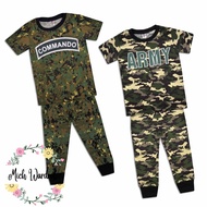 (1Y-12Y) Kids COTTON ARMY COMMANDO MILITARY Pajamas Pyjamas Boys Baju Tidur Askar Budak Lelaki Sedon