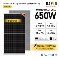 RAPD ฟรีค่าส่ง - แผงโซล่าเซลล์ 650W (รับประกันไฟออก 30ปี รับประกันแผง 12 ปี) New Solarcell