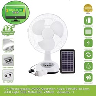 KENLEI KINGSTER / CROWN STAR / BOSCA / GDLITE 12" AC/DC Solar Rechargeable Fan DESK Fan With LED Lig